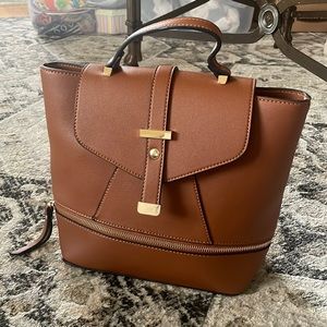 Isabelle Brown Faux Leather Backpack Hand Bag